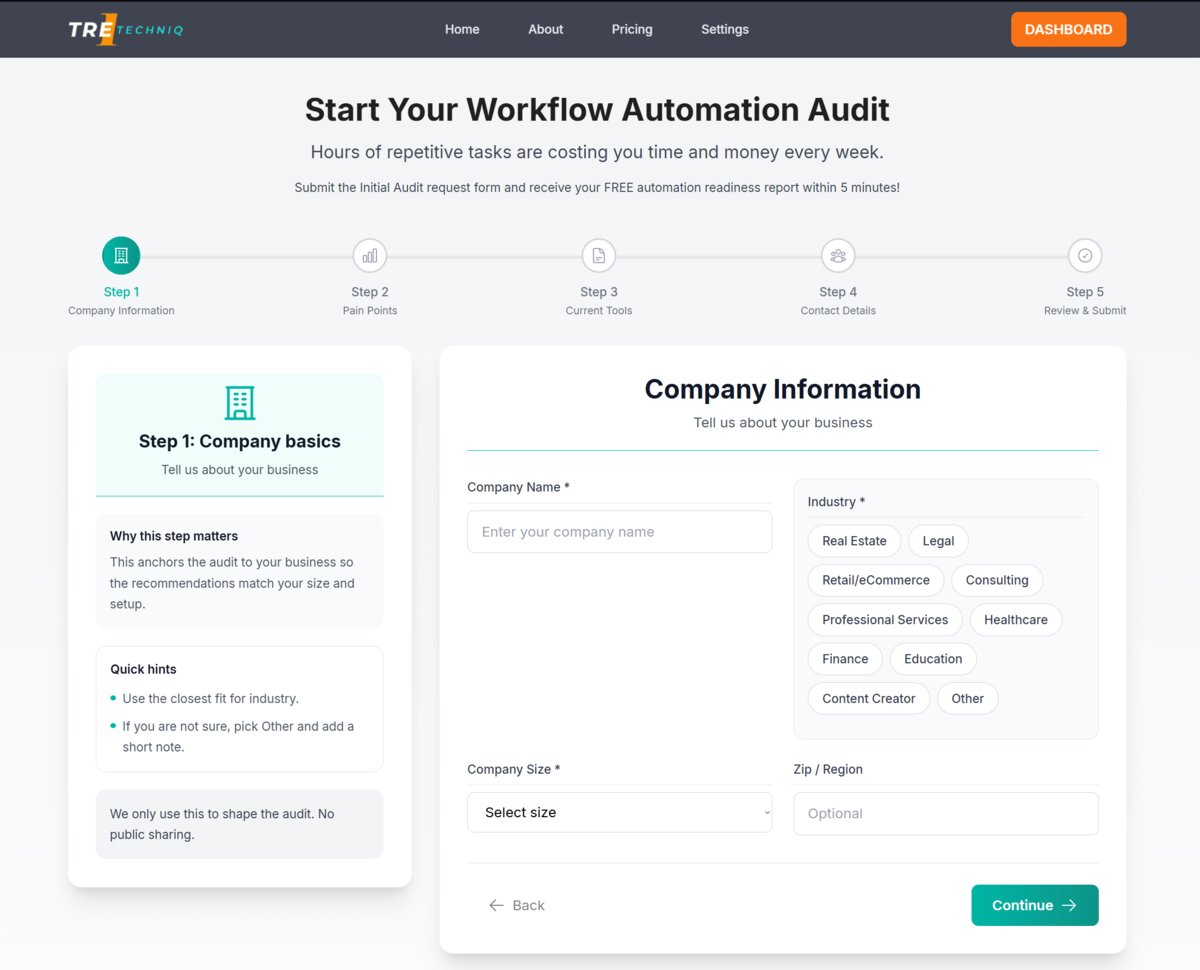 Tre1 TechnIQ Initial Audit form